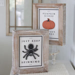 Reversible Wood Spider and Pumpkin Sign