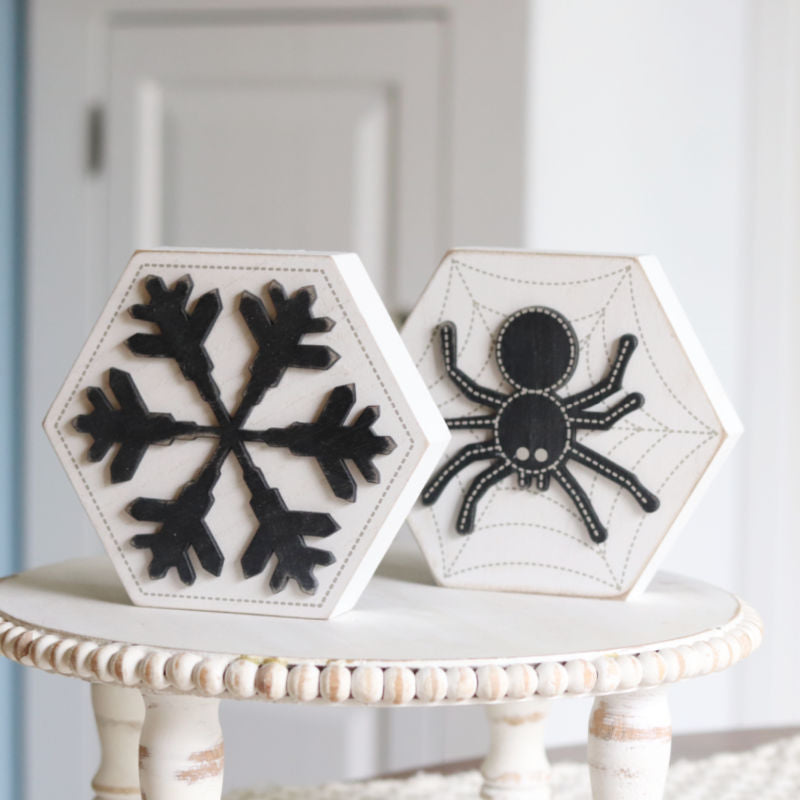 Reversible Hexagon Spider and Snowflake Block
