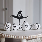 White Resin Spooky Pumpkins