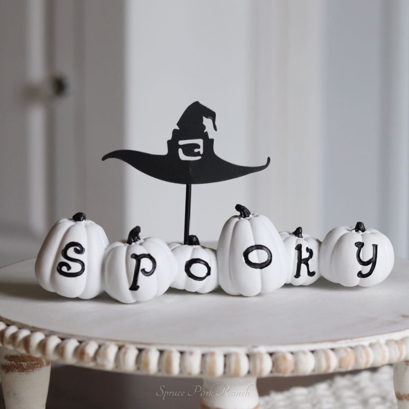 White Resin Spooky Pumpkins