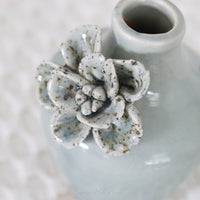Blue Ceramic Mini Vase With Raised Flowers