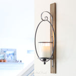 Metal and Wood Look Candle Holder Round