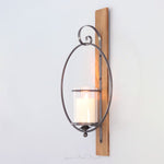 Metal and Wood Look Candle Holder Round