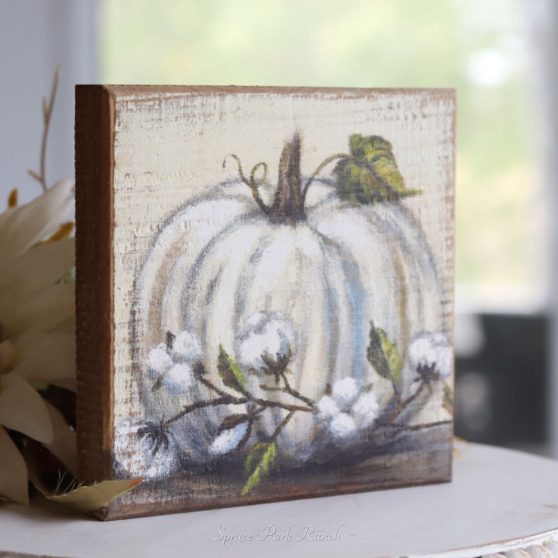 Block Sign White Pumpkin
