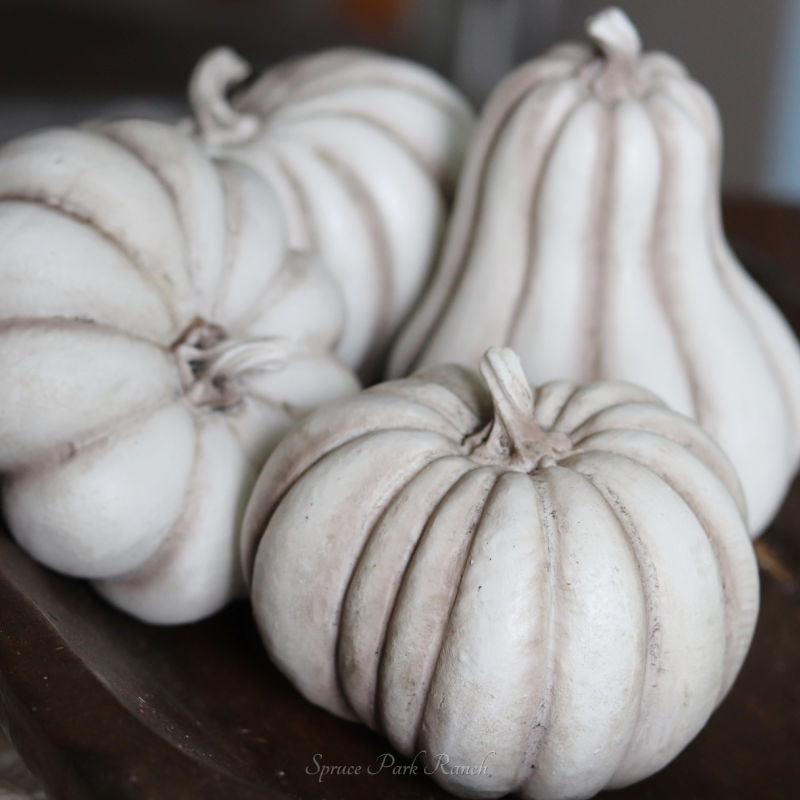 Antique White Resin Pumpkin