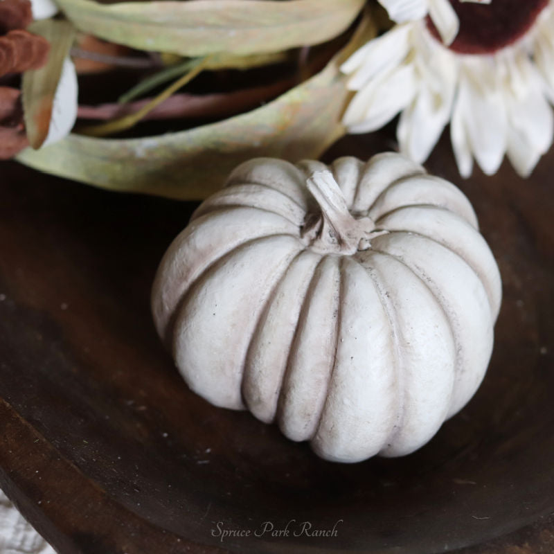 Antique White Resin Pumpkin