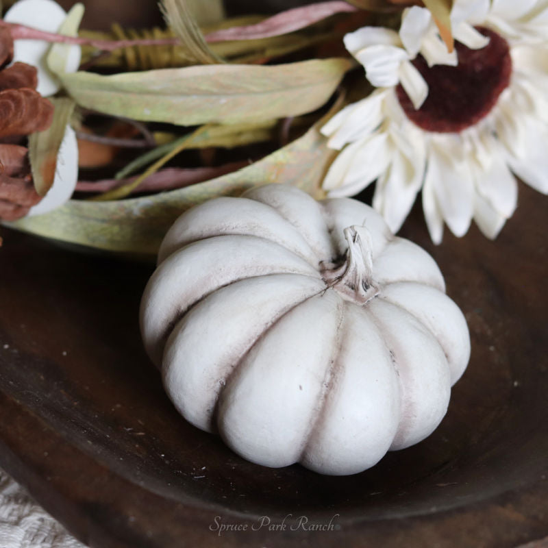 Antique White Resin Pumpkin