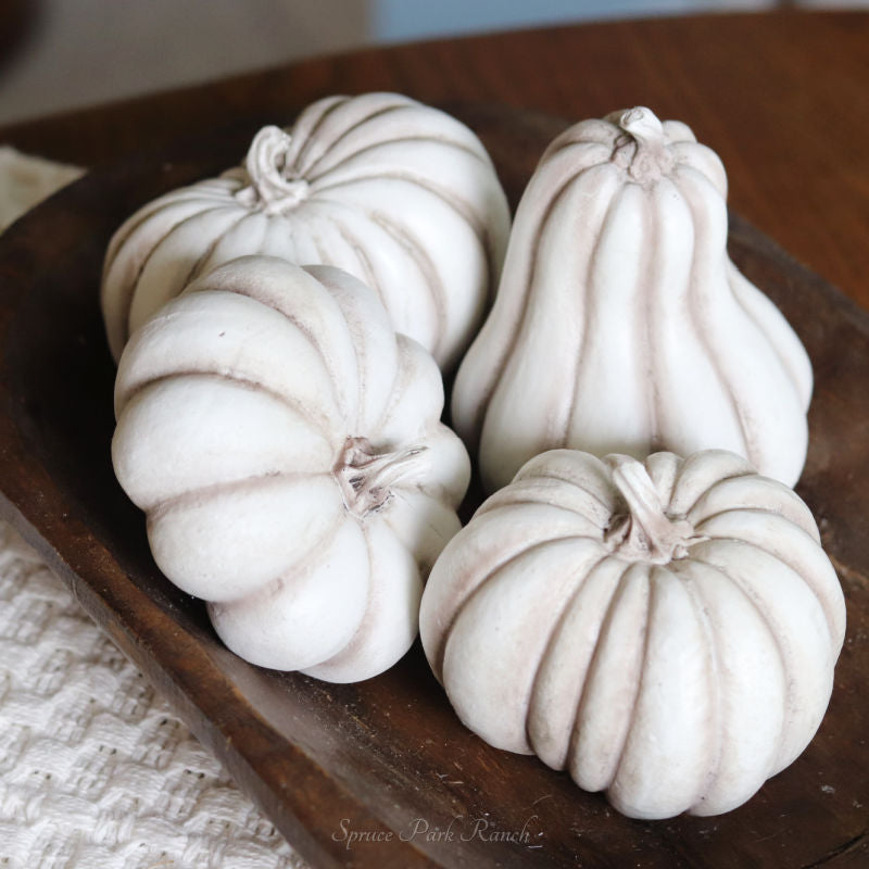 Antique White Resin Pumpkin