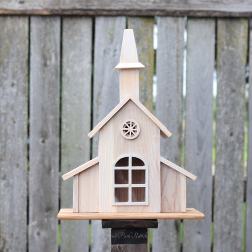 Birdhouse Church Cedar White Stain