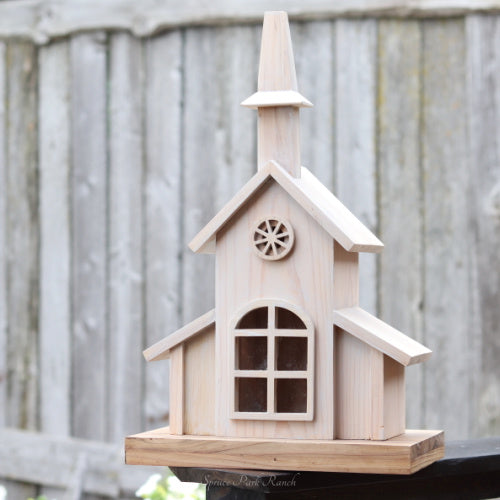 Birdhouse Church Cedar White Stain