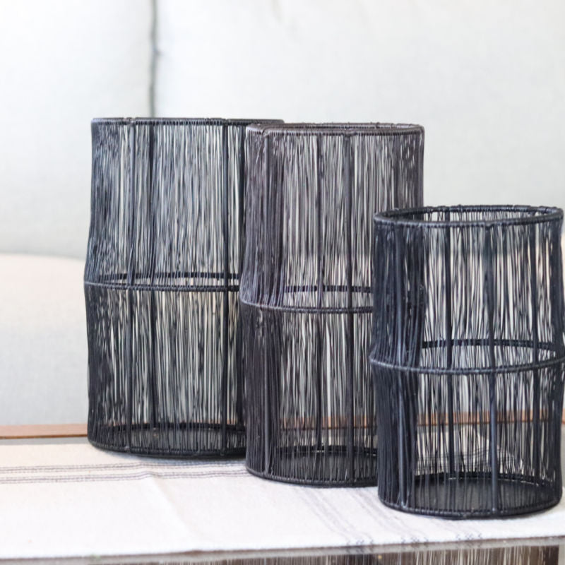 Dark Metal Wire Basket Vase