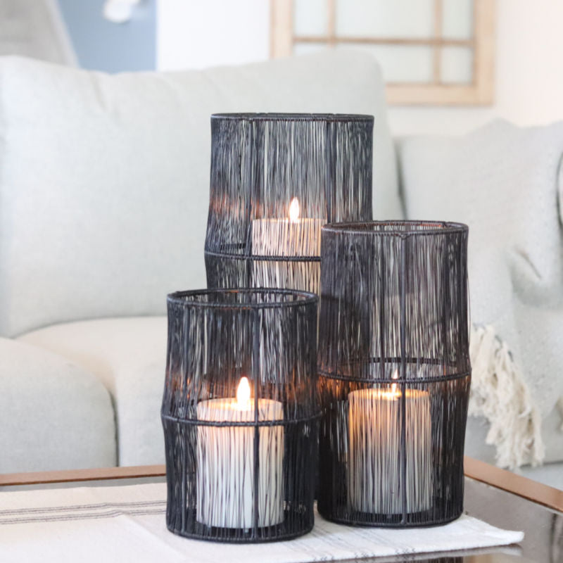 Dark Metal Wire Basket Vase