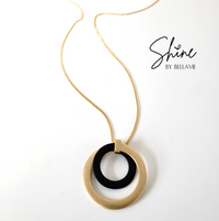 Amal Black and Gold Disc Necklace