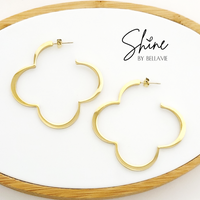 BELLAVIE Signature Quatrefoil Hoop Earrings
