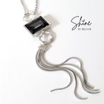 Bria Quatrefoil Crystal Tassel Necklace