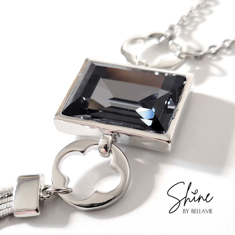Bria Quatrefoil Crystal Tassel Necklace