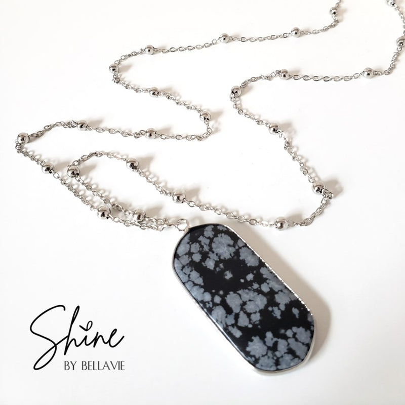 Eira Snowflake Obsidian Necklace