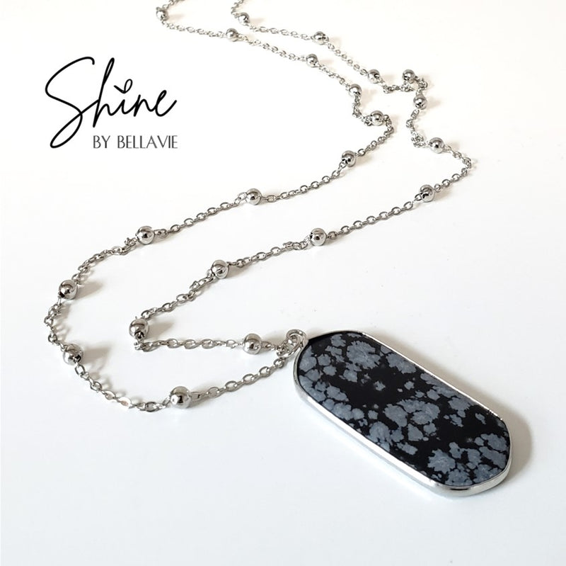 Eira Snowflake Obsidian Necklace