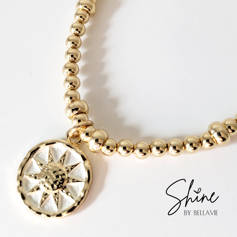 Helen Sunflower Charm Beaded Bracelet