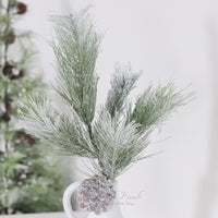 Frosted Glitter Mixed Pine Pick with Cone