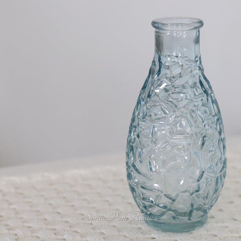 Blue Textured Glass Vase