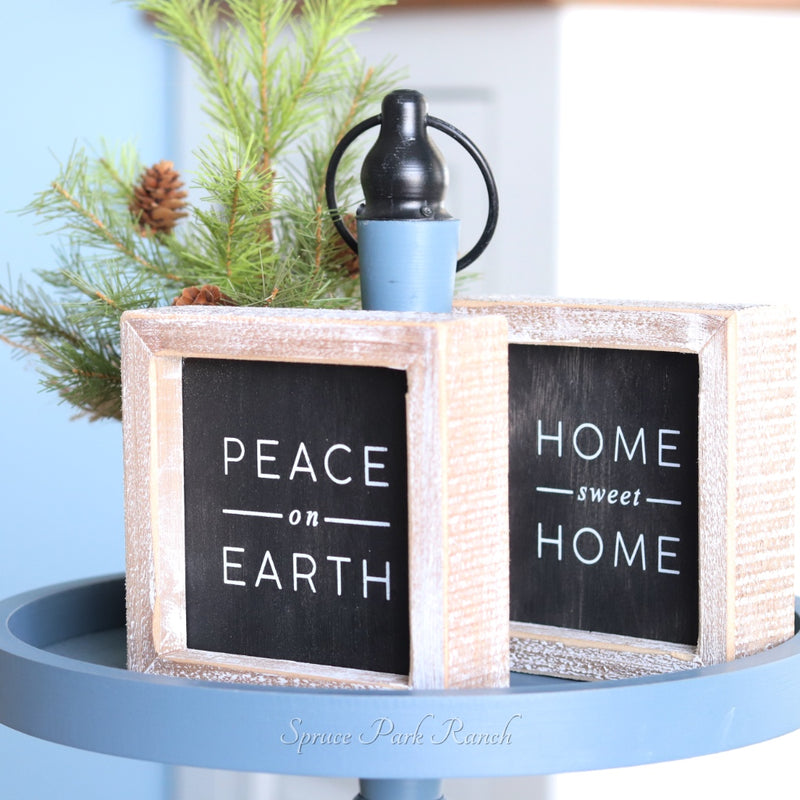 Reversible Wood Home and Peace Sign