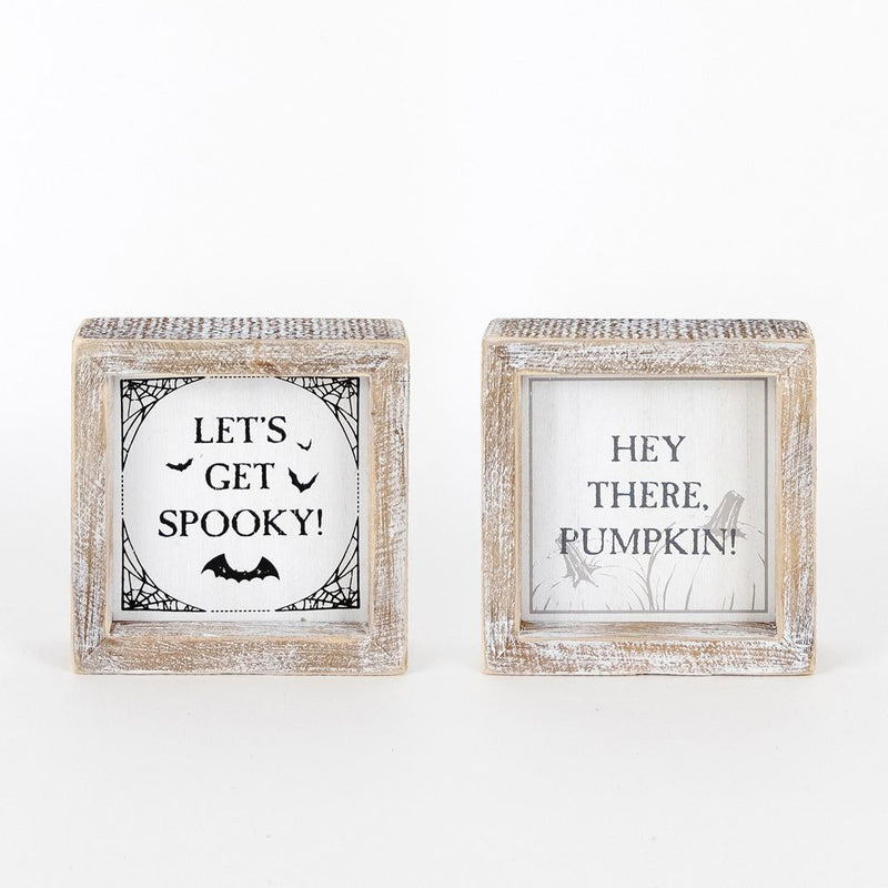 Reversible Wood Sign Pumpkin and Spooky
