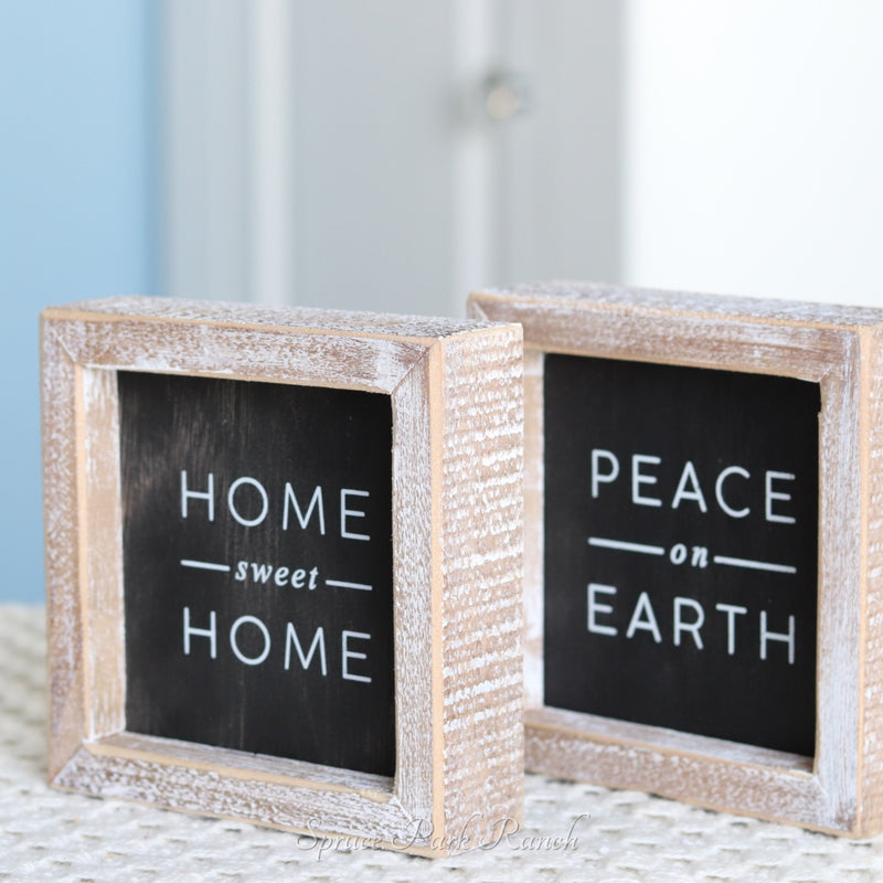 Reversible Wood Home and Peace Sign