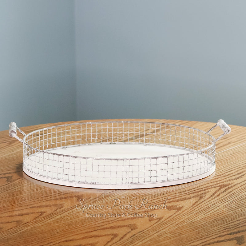 Oval Whitewash Serving Tray