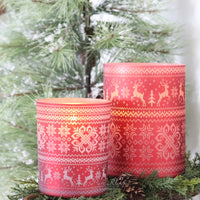 Red Glass Argyle Candle Holder