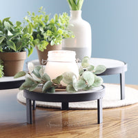 Metal Rim Weathered Grey Pedestal Tray