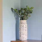 Vintage Grey Floral Ceramic Large Crackle Vase