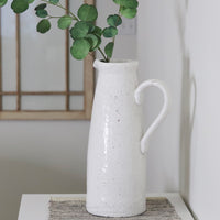 Distressed White Ceramic Crackle Pitcher