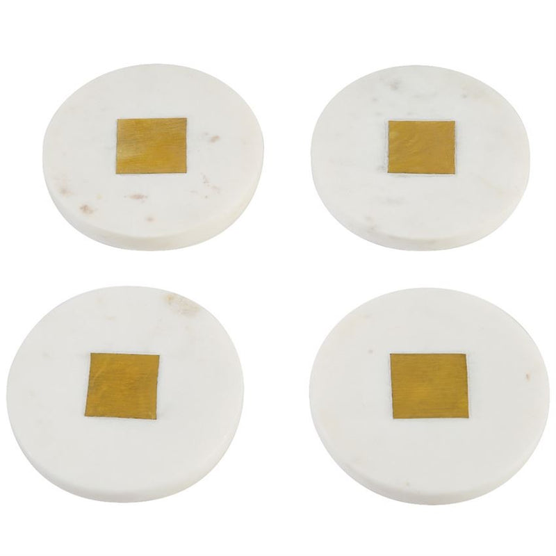 Marble and Brass Coaster Set