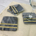 Marble and Brass Coaster Set