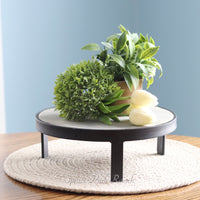 Metal Rim Weathered Grey Pedestal Tray