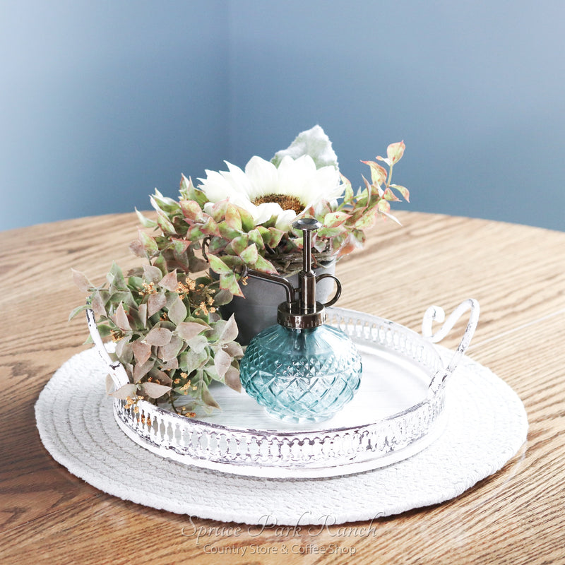 Round Distressed Whitewash Tray