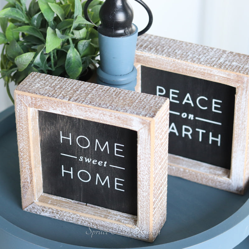 Reversible Wood Home and Peace Sign