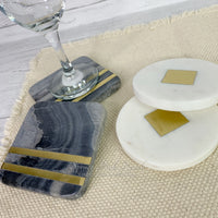 Marble and Brass Coaster Set
