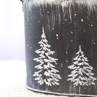 Embossed Oval Winter Tree Container