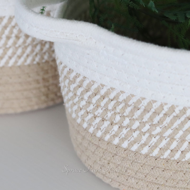 White and Natural Rope Basket