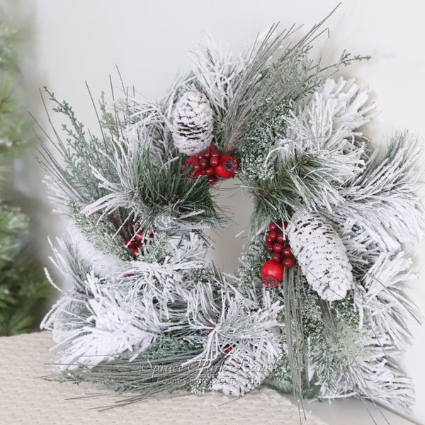Snowy Pine and Berries Wreath