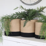 Jute and Cotton Basket With Black