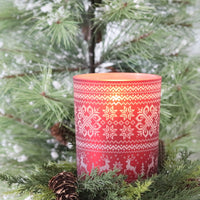 Red Glass Argyle Candle Holder