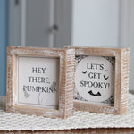 Reversible Wood Sign Pumpkin and Spooky