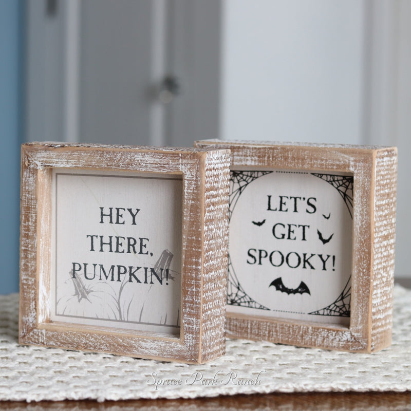Reversible Wood Sign Pumpkin and Spooky