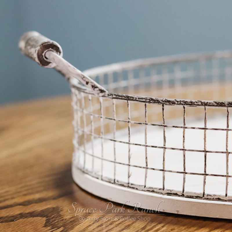 Oval Whitewash Serving Tray