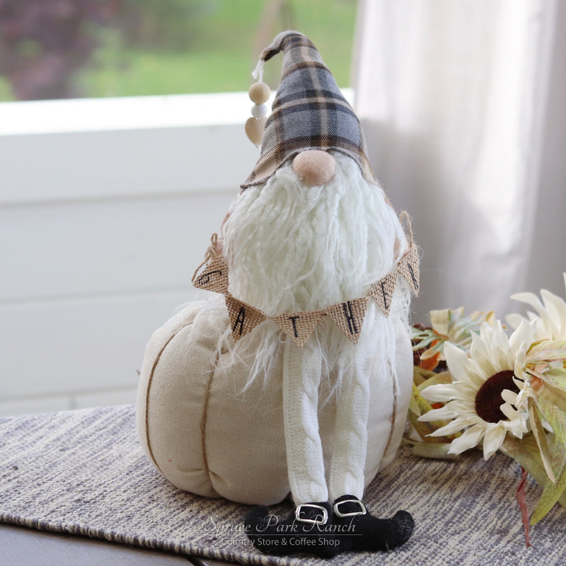 Gnome Sitting On Pumpkin