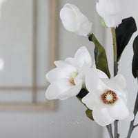 White Real Touch Magnolia Stem 25”