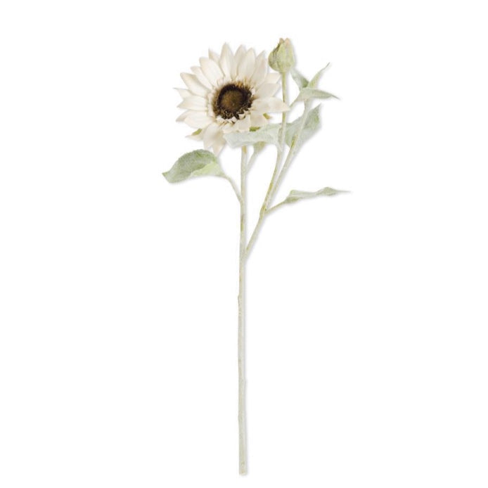White Bloom and Blossom Sunflower Stem 18"
